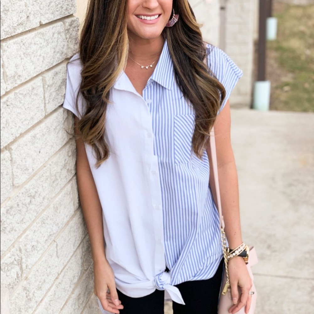 Striped Contrast Long Shirt